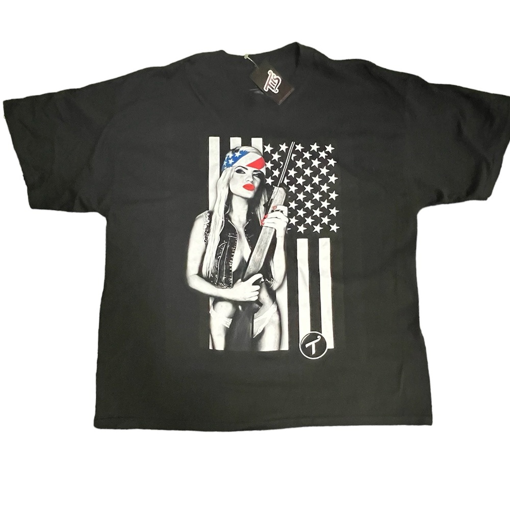 T.I.T.S. Two in the Shirt USA America Black Men’s 2XL XXL